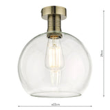 Dar Emerson Semi Flush Antique Brass &amp; Round Clear Glass –  from Amos Lighting + Home