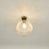 Dar Emerson Semi Flush Antique Brass & Round Ribbed Glass –  from Amos Lighting + Home