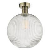 Dar Emerson Semi Flush Antique Brass & Round Ribbed Glass –  from Amos Lighting + Home