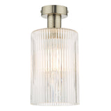 Dar Emerson Semi Flush Antique Chrome & Cylinder Ribbed Glass –  from Amos Lighting + Home