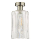 Dar Emerson Semi Flush Antique Chrome & Cylinder Ribbed Glass –  from Amos Lighting + Home