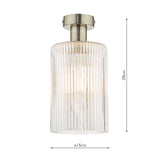 Dar Emerson Semi Flush Antique Chrome & Cylinder Ribbed Glass –  from Amos Lighting + Home