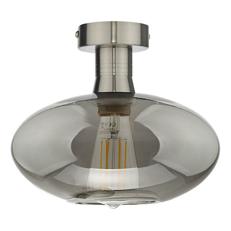 Dar Emerson Semi Flush Antique Chrome & Oval Smoked Glass –  from Amos Lighting + Home