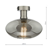 Dar Emerson Semi Flush Antique Chrome & Oval Smoked Glass –  from Amos Lighting + Home