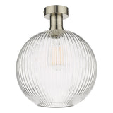 Dar Emerson Semi Flush Antique Chrome & Round Ribbed Glass –  from Amos Lighting + Home