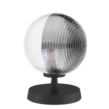 Dar Esben Table Lamp Matt Black & Smoked/Clear Ribbed Glass –  from Amos Lighting + Home