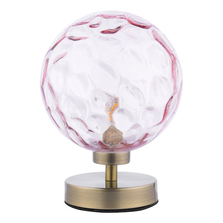 Dar Esben Touch Table Lamp Antique Brass with Pink Glass –  from Amos Lighting + Home