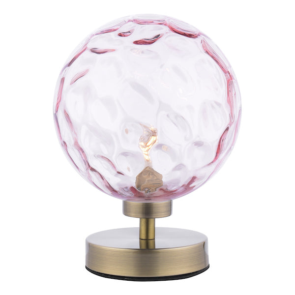 Dar Esben Touch Table Lamp Antique Brass with Pink Glass –  from Amos Lighting + Home