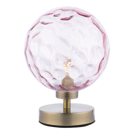 Dar Esben Touch Table Lamp Antique Brass with Pink Glass –  from Amos Lighting + Home