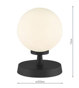 Dar Esben Touch Table Lamp Black With Opal Glass –  from Amos Lighting + Home