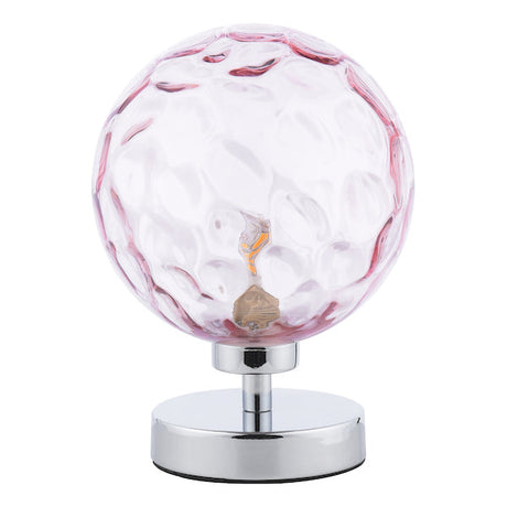 Dar Esben Touch Table Lamp Chrome with Pink Glass –  from Amos Lighting + Home