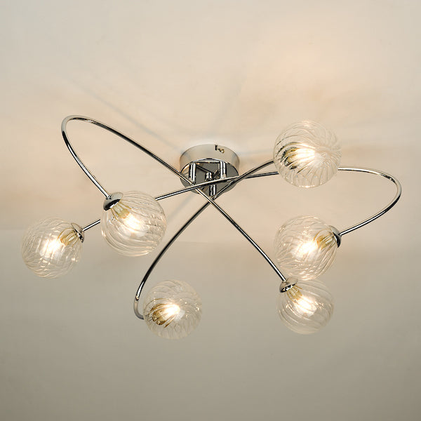 Dar Etta 6lt Semi Flush Ceiling Light Chrome with Clear Glass –  from Amos Lighting + Home