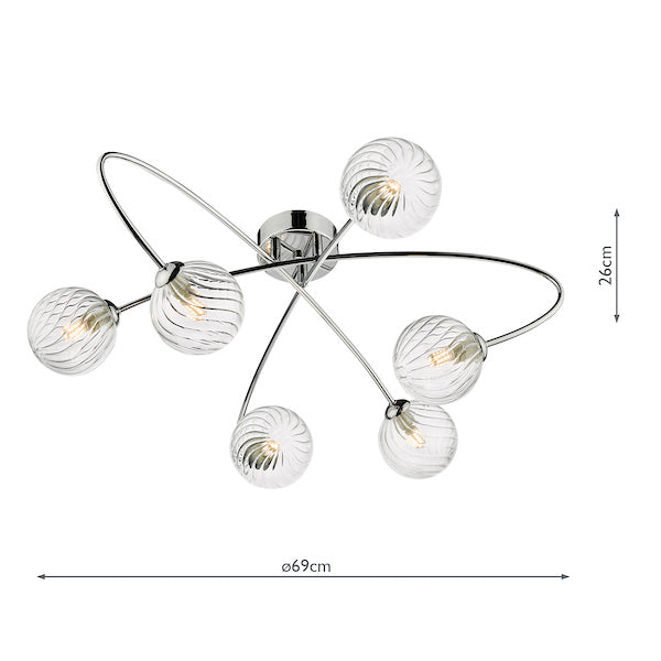 Dar Etta 6lt Semi Flush Ceiling Light Chrome with Clear Glass –  from Amos Lighting + Home