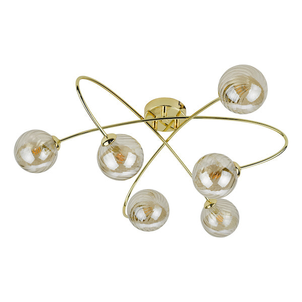 Dar Etta 6lt Semi Flush Ceiling Light Gold with Champagne Glass –  from Amos Lighting + Home