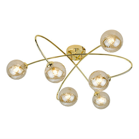 Dar Etta 6lt Semi Flush Ceiling Light Gold with Champagne Glass –  from Amos Lighting + Home