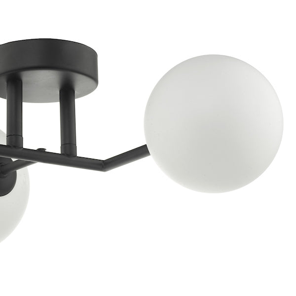 Dar Euan 3 Light Flush Ceiling Light Black –  from Amos Lighting + Home