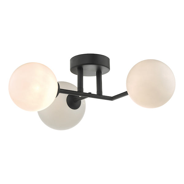 Dar Euan 3 Light Flush Ceiling Light Black –  from Amos Lighting + Home