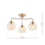 Dar Feya 3 Light Semi-Flush Antique Bronze & Champagne Dimpled Glass –  from Amos Lighting + Home