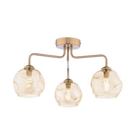 Dar Feya 3 Light Semi-Flush Antique Bronze & Champagne Dimpled Glass –  from Amos Lighting + Home