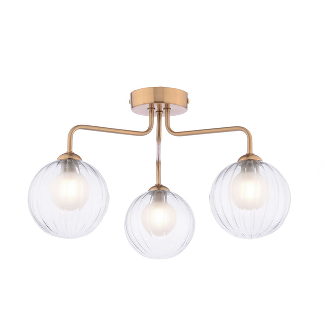 Dar Feya 3 Light Semi-Flush Antique Bronze & Clear/Opal Glass –  from Amos Lighting + Home