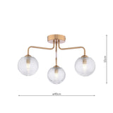 Dar Feya 3 Light Semi-Flush Antique Bronze & Ribbed Glass –  from Amos Lighting + Home