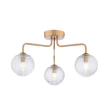 Dar Feya 3 Light Semi-Flush Antique Bronze & Ribbed Glass –  from Amos Lighting + Home