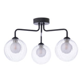 Dar Feya 3 Light Semi-Flush Matt Black & Clear/Opal Glass –  from Amos Lighting + Home