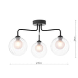 Dar Feya 3 Light Semi-Flush Matt Black & Clear/Opal Glass –  from Amos Lighting + Home