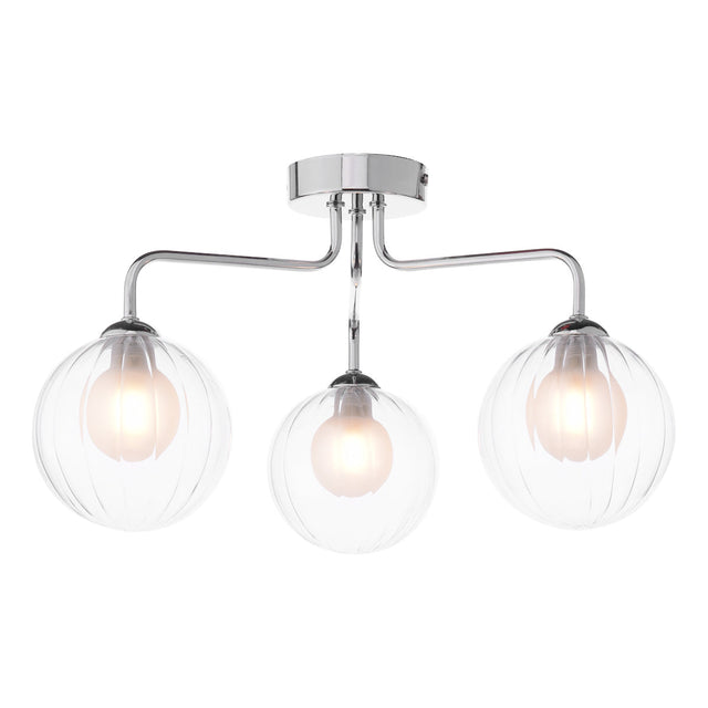 Dar Feya 3 Light Semi-Flush Polished Chrome & Clear/Opal Glass –  from Amos Lighting + Home