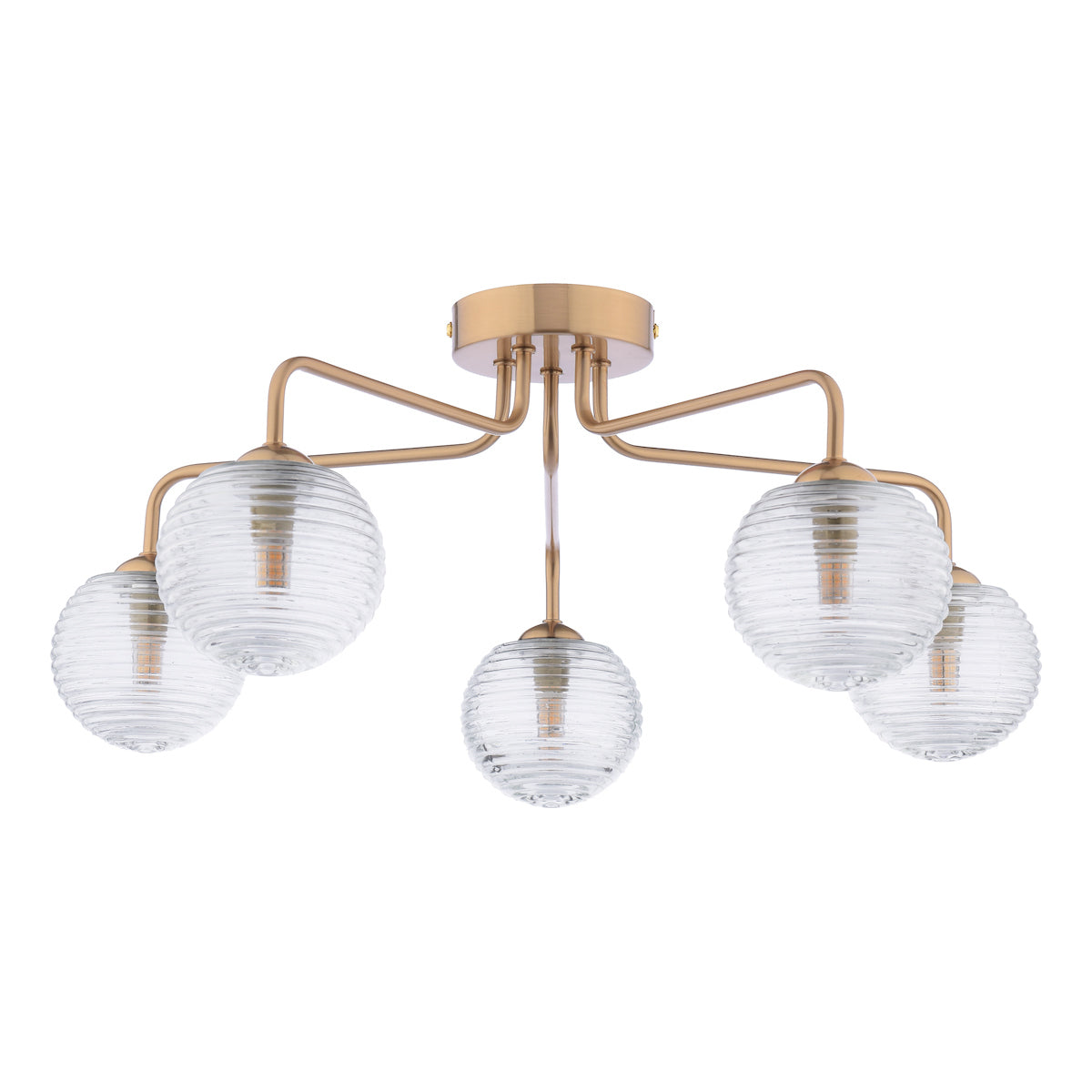 Dar Feya 5 Light Semi-Flush Antique Bronze & Ribbed Glass –  from Amos Lighting + Home