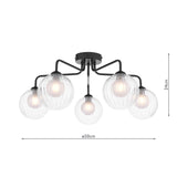 Dar Feya 5 Light Semi-Flush Matt Black & Clear/Opal Glass –  from Amos Lighting + Home