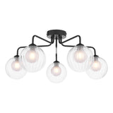 Dar Feya 5 Light Semi-Flush Matt Black & Clear/Opal Glass –  from Amos Lighting + Home