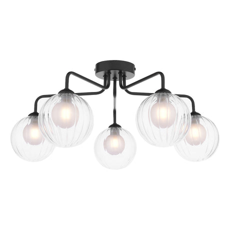 Dar Feya 5 Light Semi-Flush Matt Black & Clear/Opal Glass –  from Amos Lighting + Home