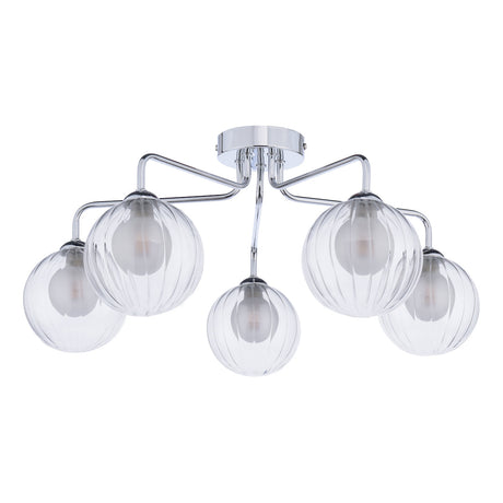 Dar Feya 5 Light Semi-Flush Polished Chrome & Clear/Opal Glass –  from Amos Lighting + Home