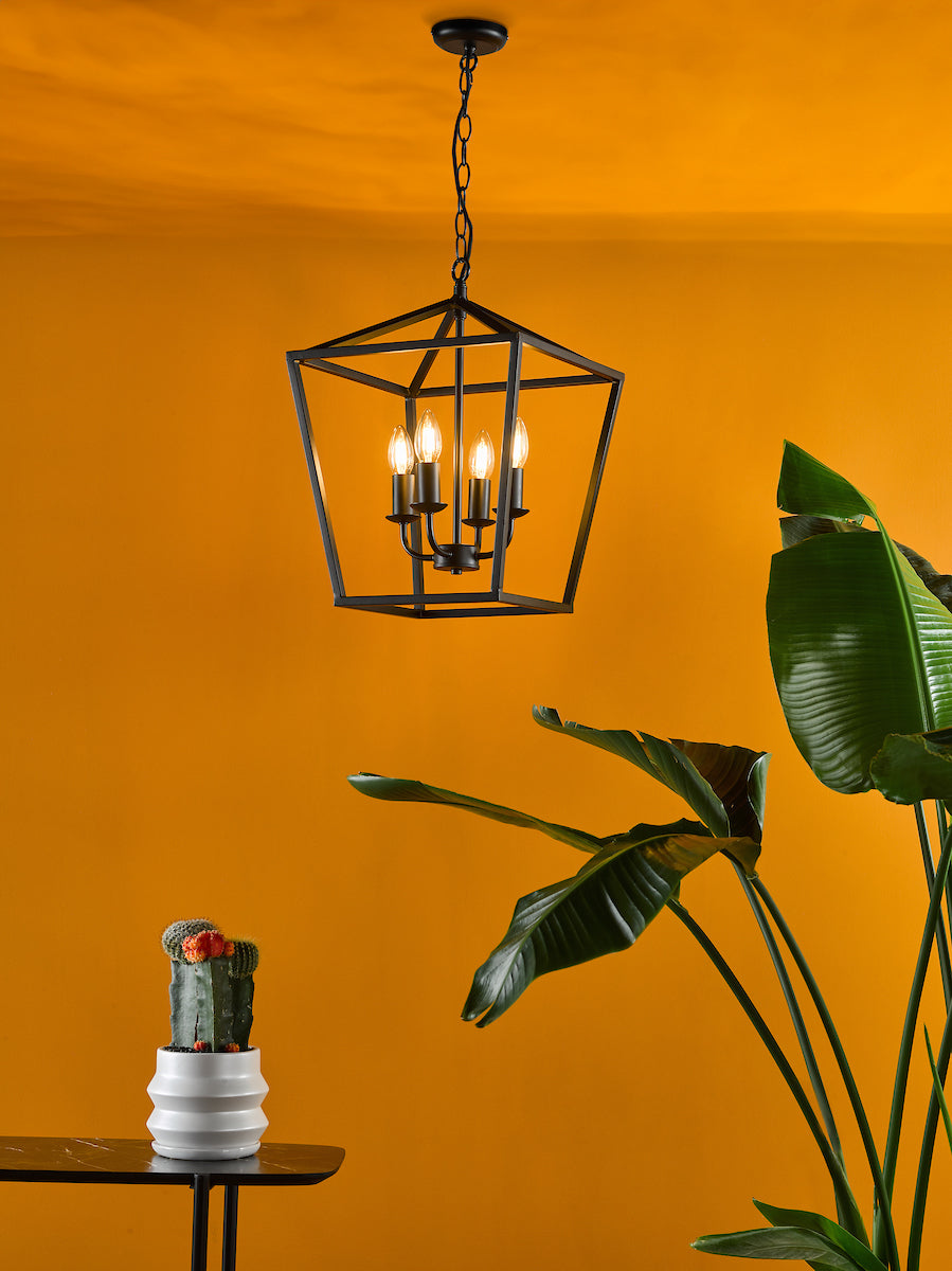 Dar Fionn 4 Light Pendant Matt Black – Amos Lighting + Home