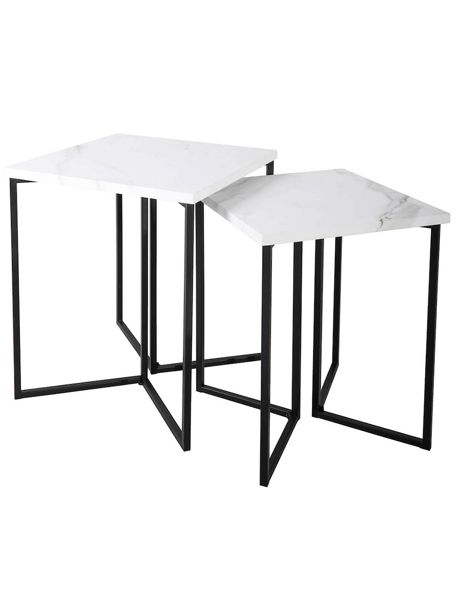 Dar Fotini White Marble Effect Nested Side Tables –  from Amos Lighting + Home