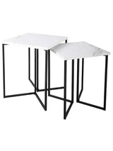 Dar Fotini White Marble Effect Nested Side Tables –  from Amos Lighting + Home