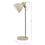 Dar Frederick Task Table Lamp Cream Antique Brass –  from Amos Lighting + Home