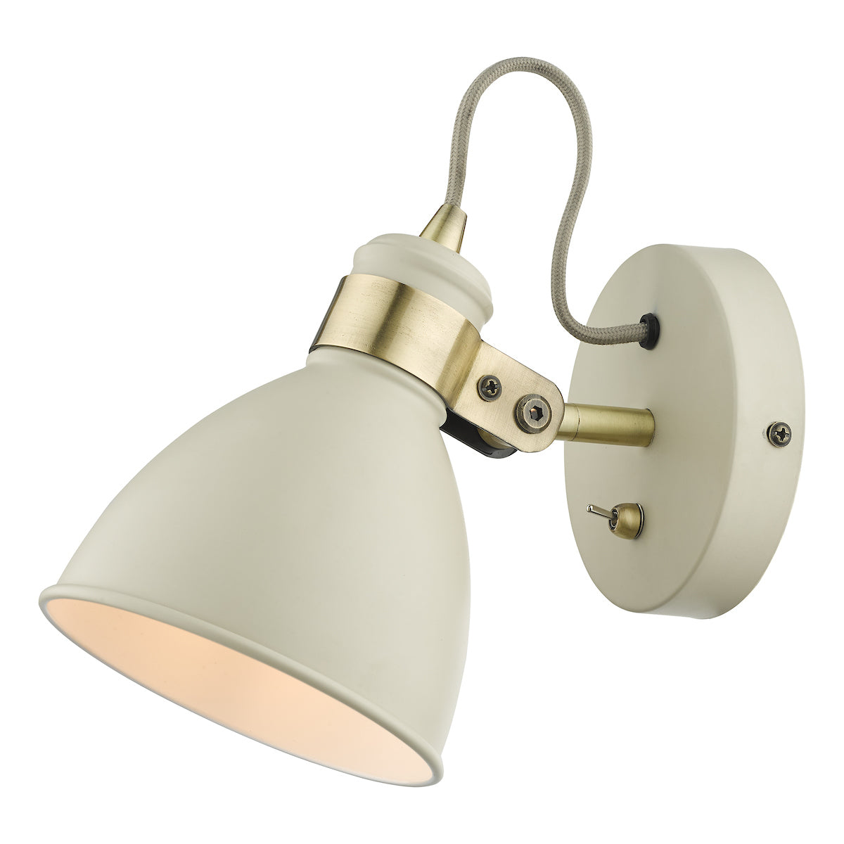 Dar Frederick Wall Spotlight Cream and Antique Brass –  from Amos Lighting + Home