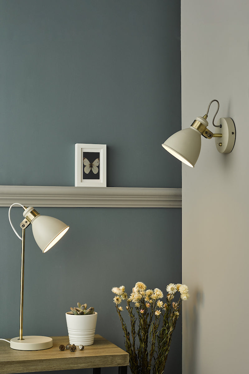 Dar Frederick Wall Spotlight Cream and Antique Brass –  from Amos Lighting + Home