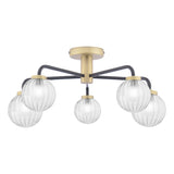 Dar Gibbs 5 Light Semi-Flush Antique Brass & Glass –  from Amos Lighting + Home