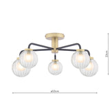 Dar Gibbs 5 Light Semi-Flush Antique Brass & Glass –  from Amos Lighting + Home