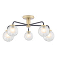 Dar Gibbs 5 Light Semi-Flush Antique Brass & Glass –  from Amos Lighting + Home