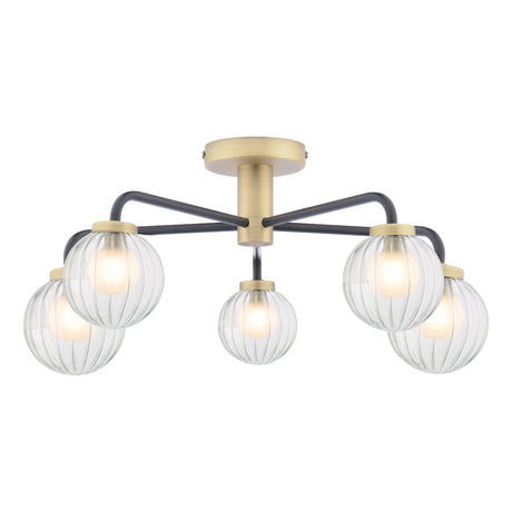 Dar Gibbs 5 Light Semi-Flush Antique Brass & Glass –  from Amos Lighting + Home