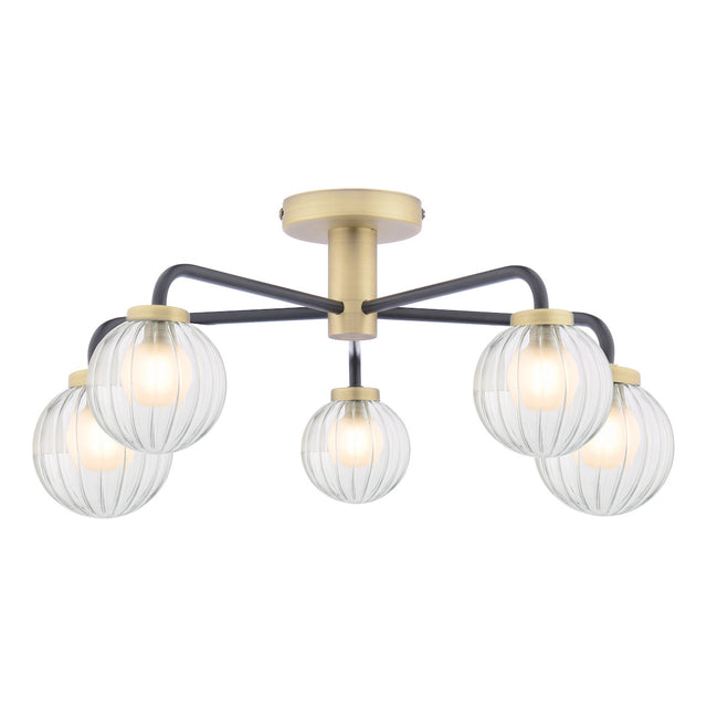 Dar Gibbs 5 Light Semi-Flush Antique Brass & Glass –  from Amos Lighting + Home