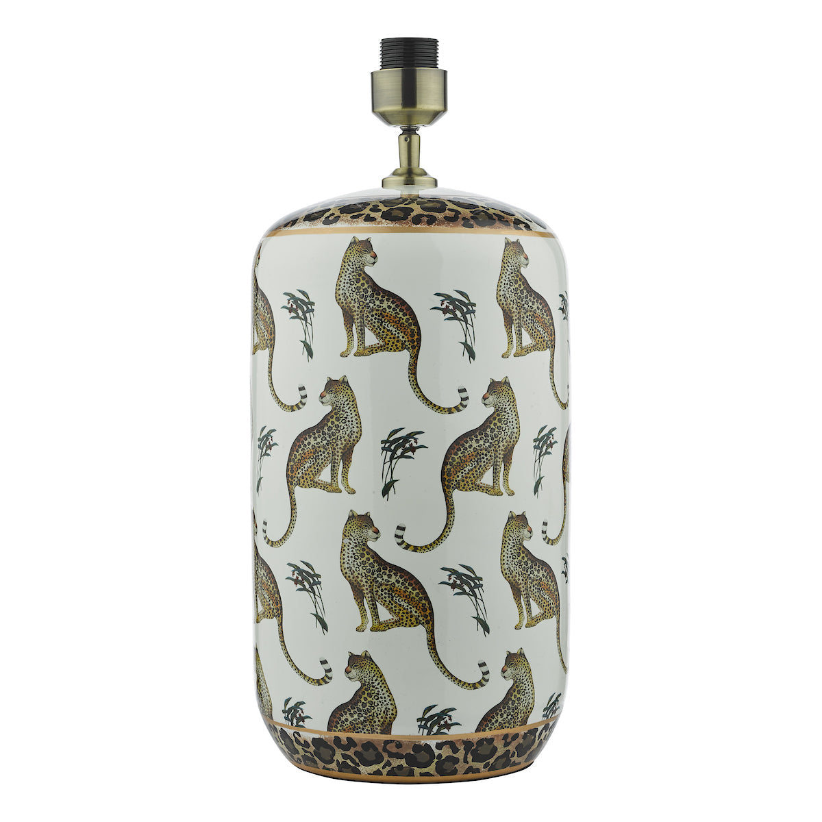 Dar Gold Collection Tigris Ceramic Table Lamp White Leopard Motif Base –  from Amos Lighting + Home