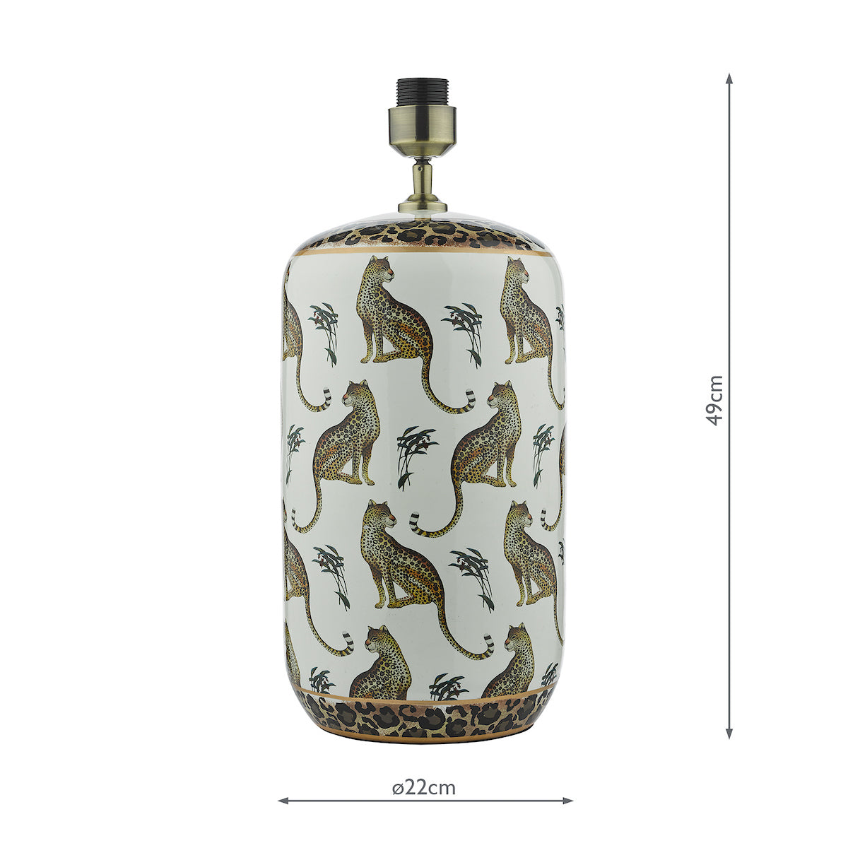 Dar Gold Collection Tigris Ceramic Table Lamp White Leopard Motif Base –  from Amos Lighting + Home