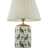 Dar Gold Collection Tigris Ceramic Table Lamp White Leopard Motif Base –  from Amos Lighting + Home