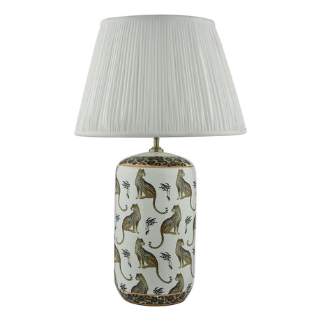 Dar Gold Collection Tigris Ceramic Table Lamp White Leopard Motif Base –  from Amos Lighting + Home