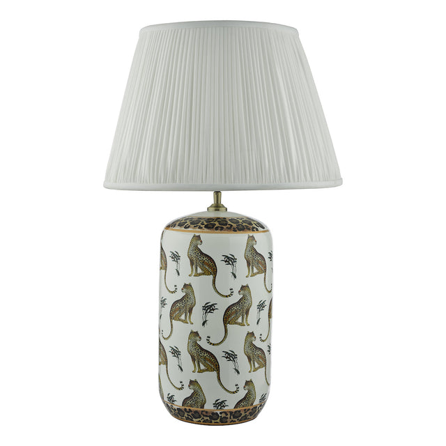 Dar Gold Collection Tigris Ceramic Table Lamp White Leopard Motif Base –  from Amos Lighting + Home